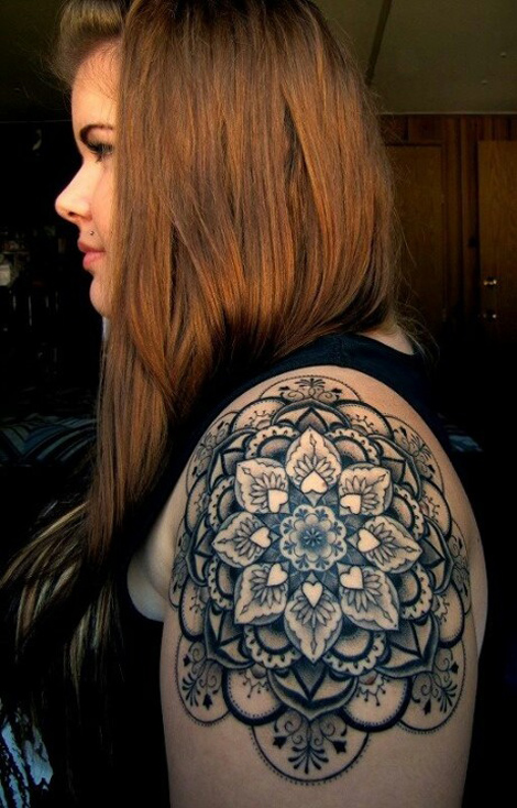 Awesome Mandala Shoulder Tattoo