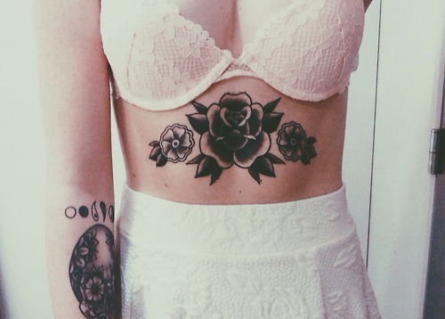 Black Roses Belly Tattoo