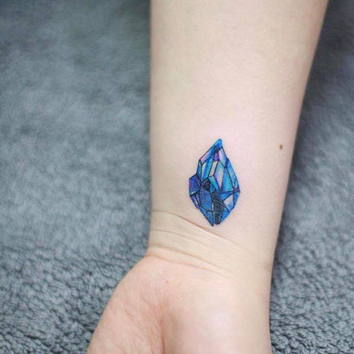 Blue Diamond Tattoo On The Wrist