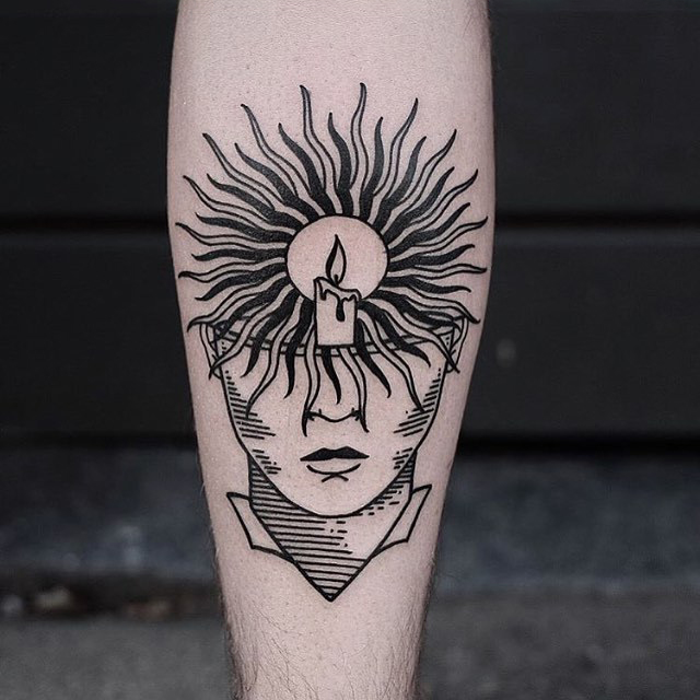 Candle Face Tattoo