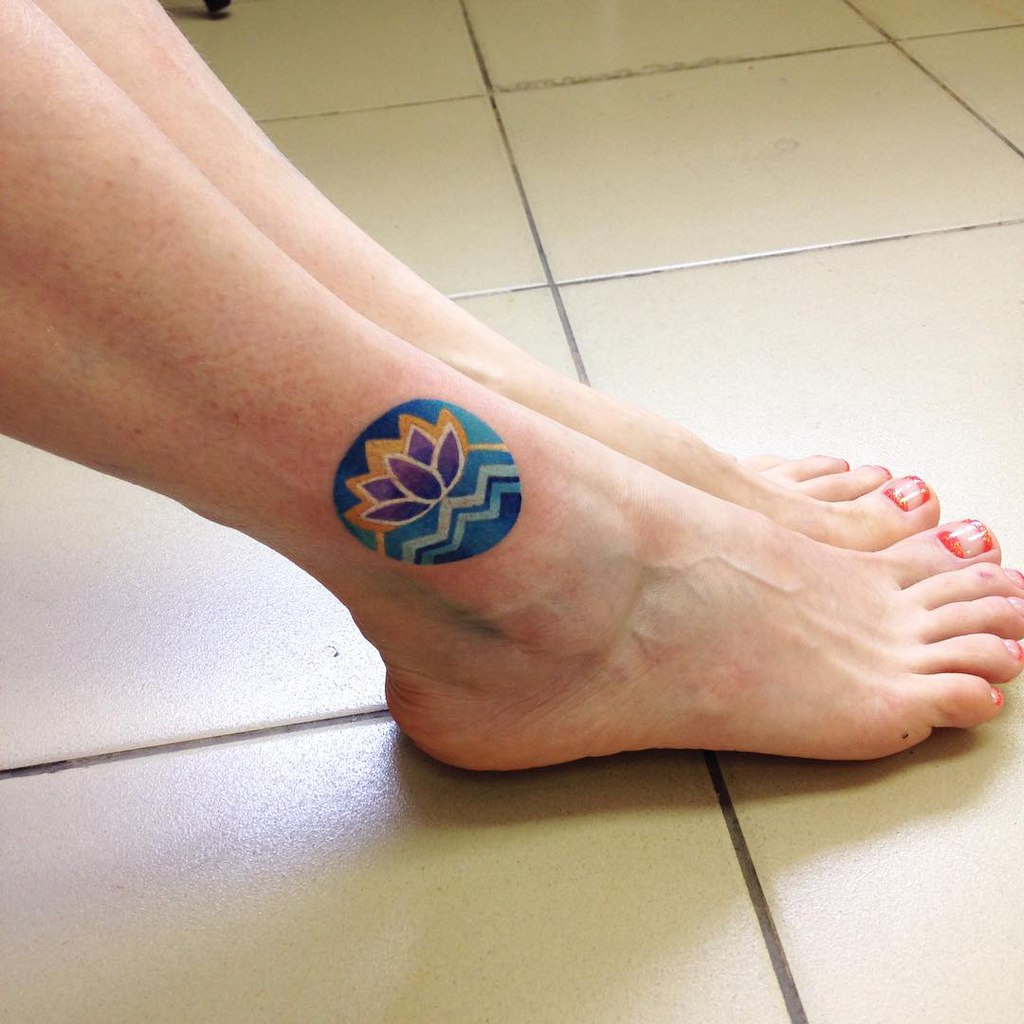 Circular Lotus Flower Tattoo