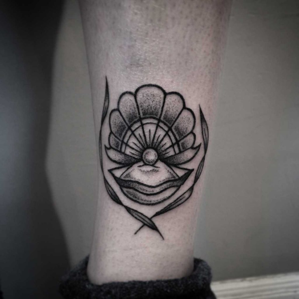 Clam Shell With A Pearl Tattoo