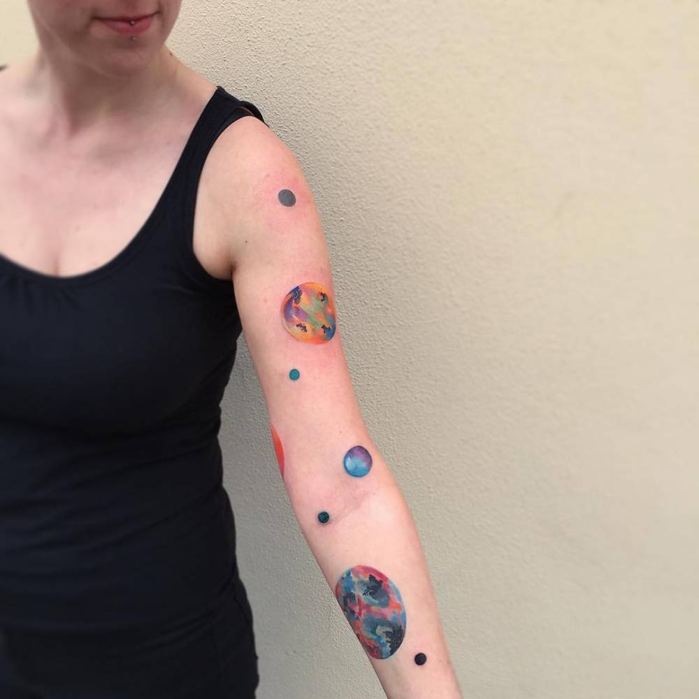 Colorful Planets Tattoo