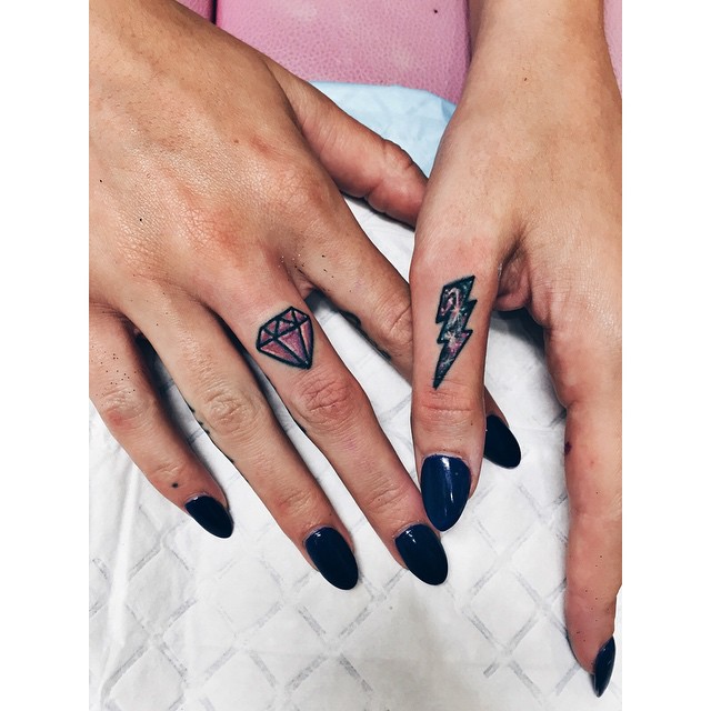 Diamond And Lightning Bolt Tattoo