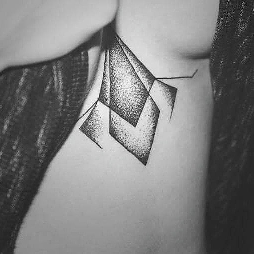 Dot Work Geometric Tattoo On The Sternum Dot Work Geometric Tattoo On The Sternum