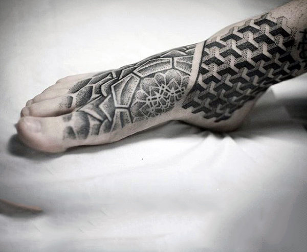 Dotted grey foot tattoo design