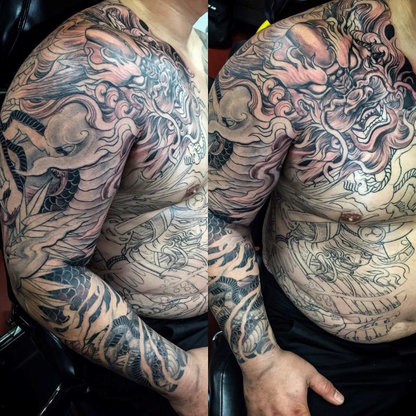 Dragon rib tattoos for guys
