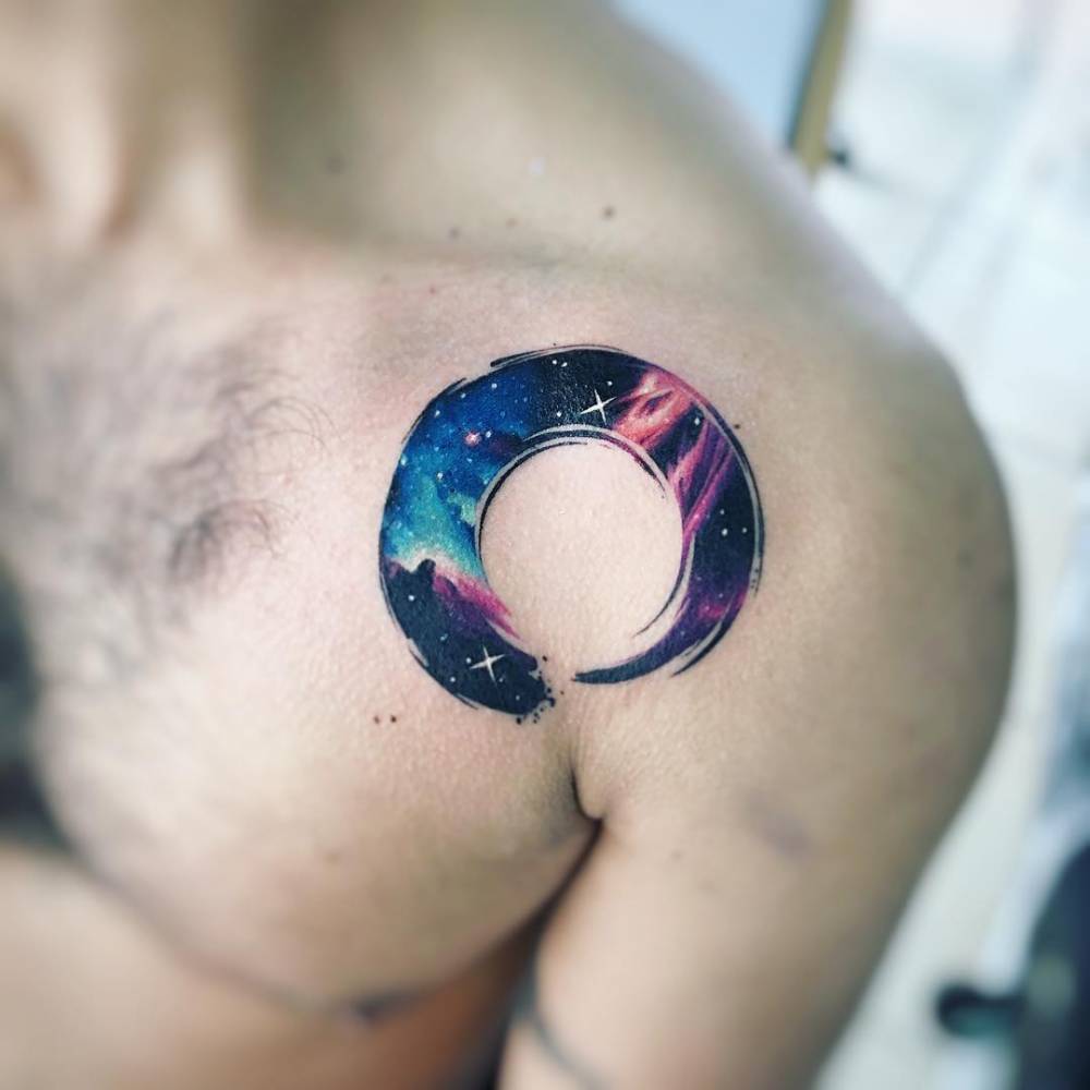 Ensō Tattoo With Cosmic Background