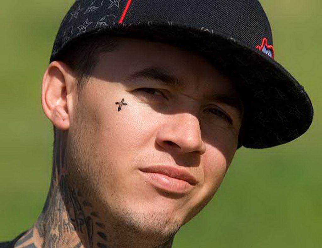 Face tattoo cross