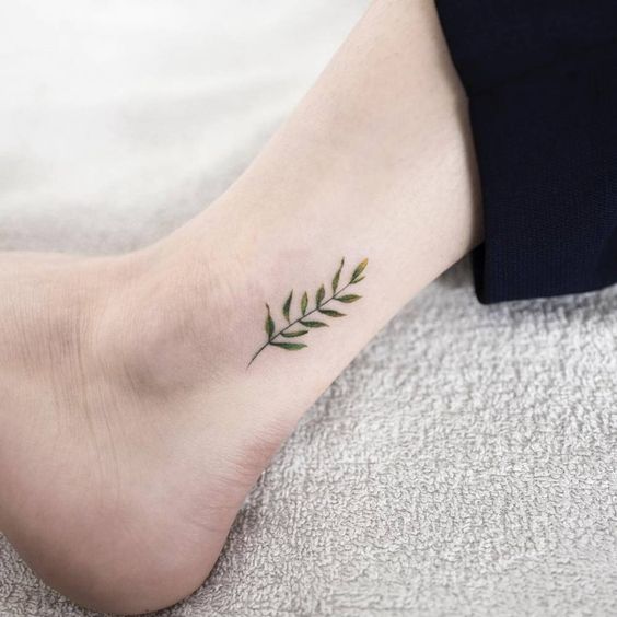 Fern Leaf Tattoo On An Ankle