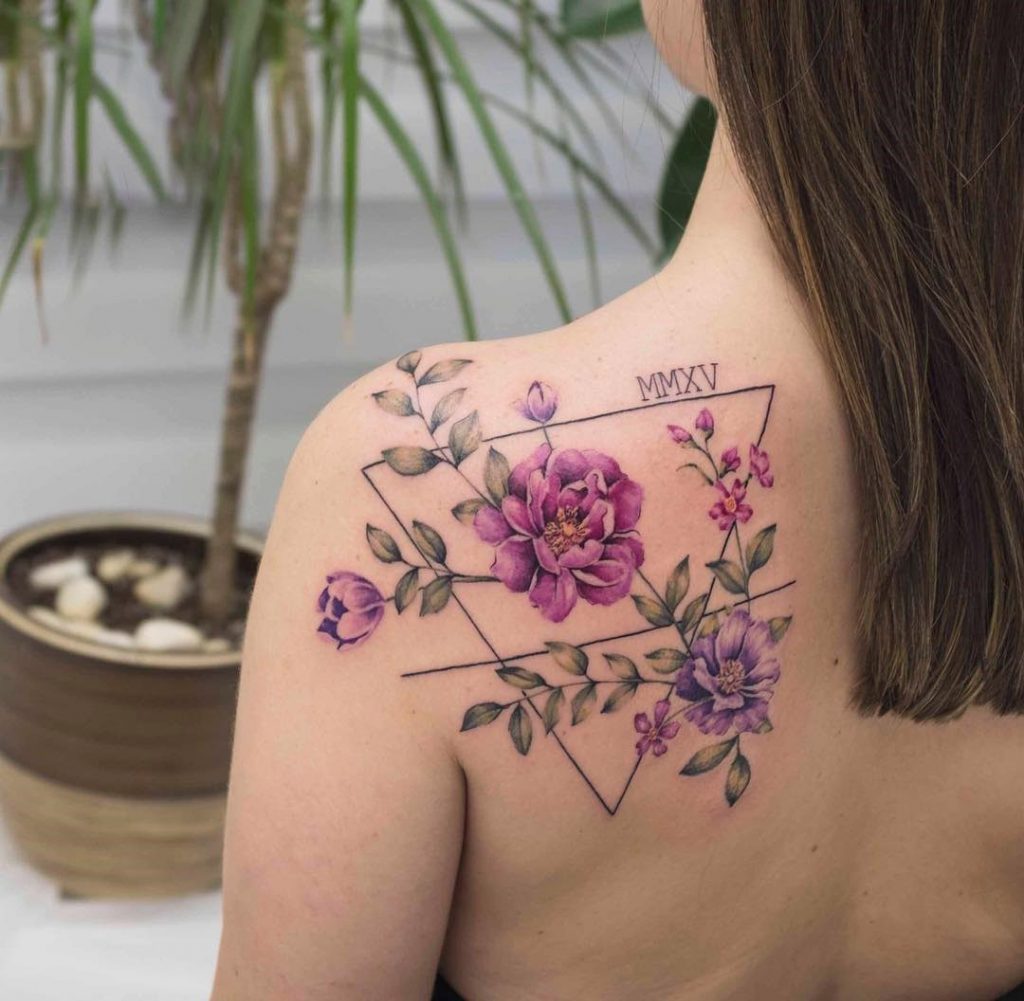 Floral Tattoo Marking Baby’s Birthday