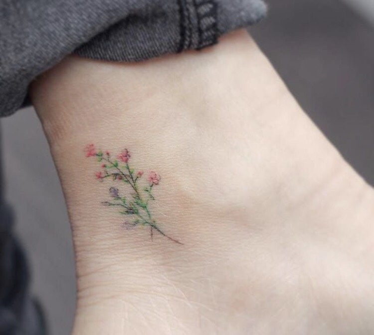 Floral Tattoo On The Ankle