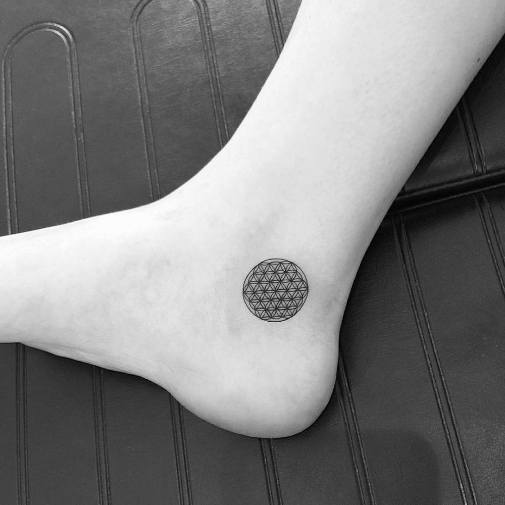 Flower Of Life Tattoo On The Ankle