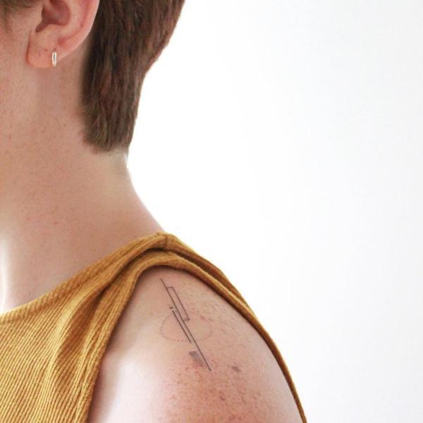Geometric Minimal Tattoo On The Left Shoulder