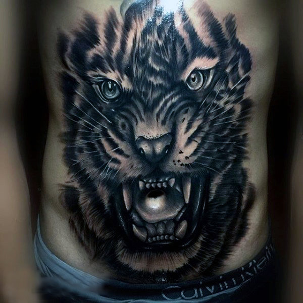 Giant mens tattoo of tiger