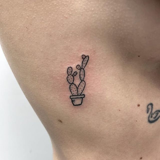 Handpoked Mini Cactus Tattoo