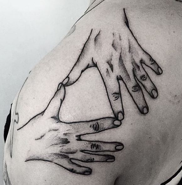 Hands Tattoo On The Shoulder