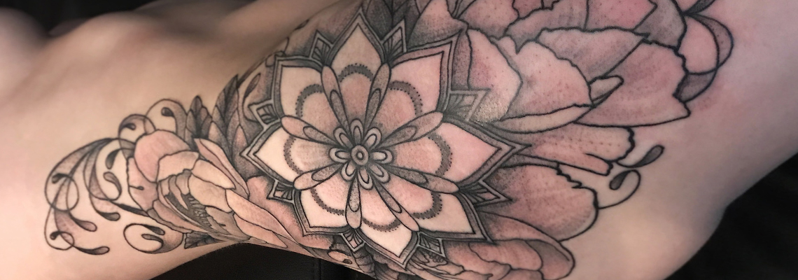 Watercolor Flower on Hip Tattoo Idea