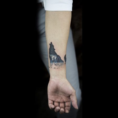 Howling Wolf Tattoo On The Inner Wrist