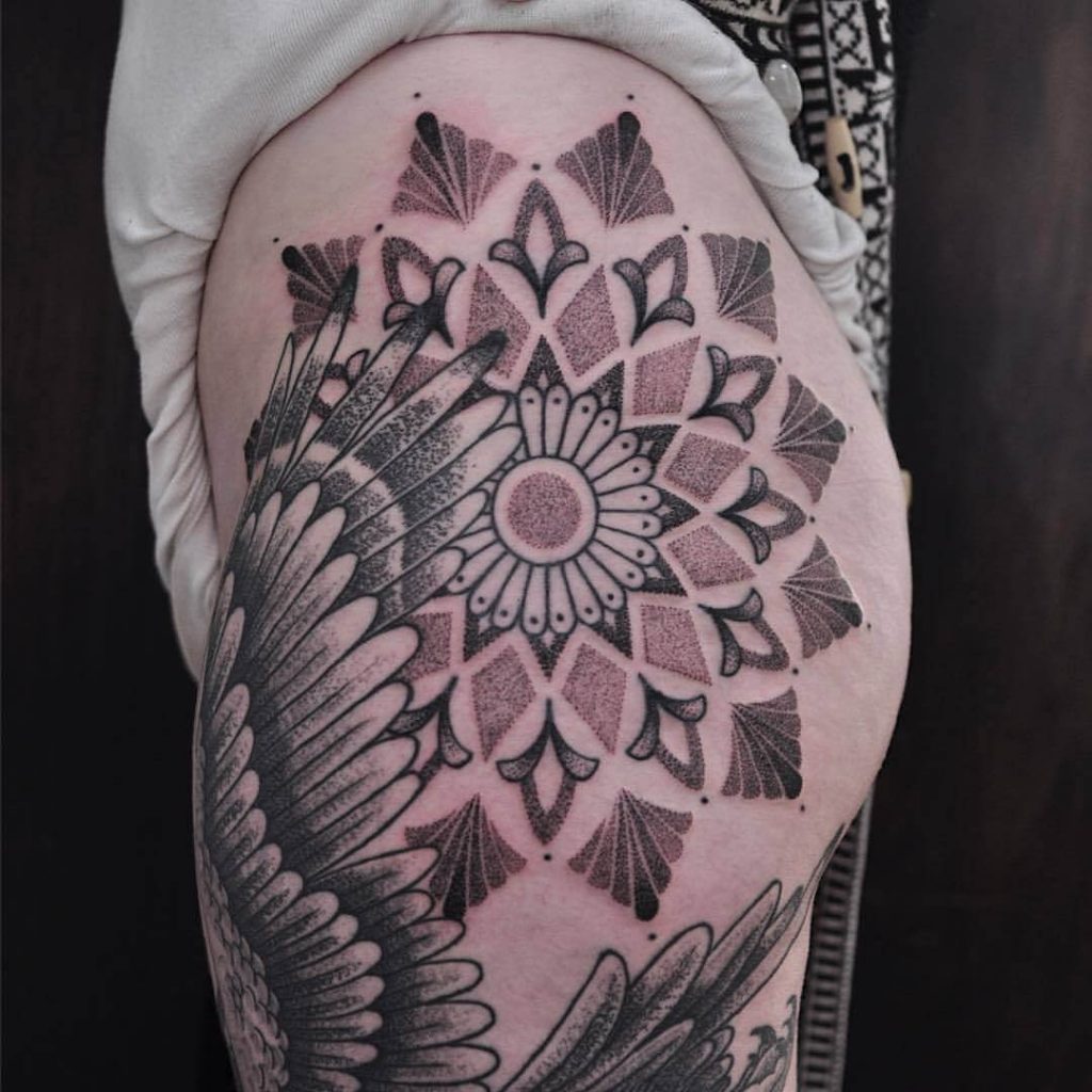 Huge Mandala Tattoo On The Hip