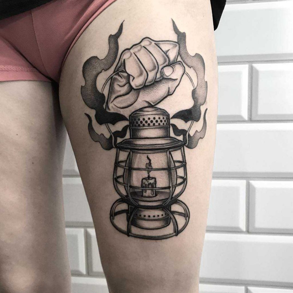 Lamp Tattoo For A Miner