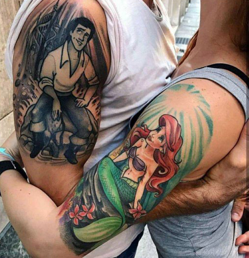 Little Mermaid Couples Tattoos