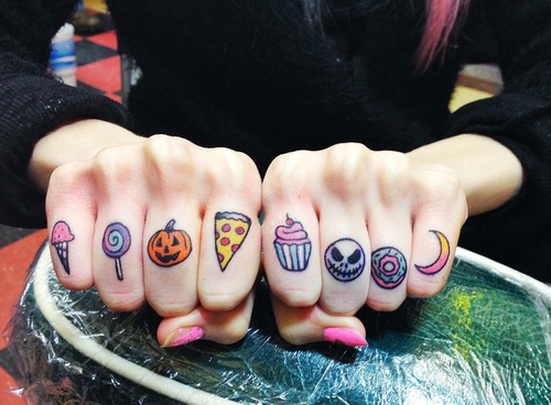 Lovely Colorful Finger Tattoos