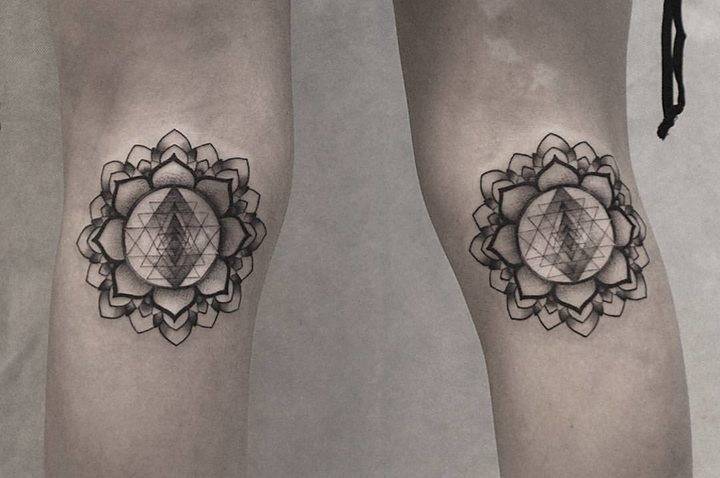 Mandala Tattoos On Both Calves Mandala Tattoos On Both Calves