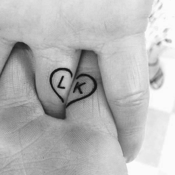 Marriage tattoos for couples heart with initals small design ideas on fingers