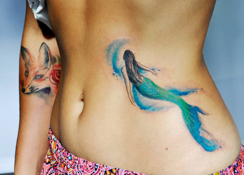 Mermaid Stomach Tattoo