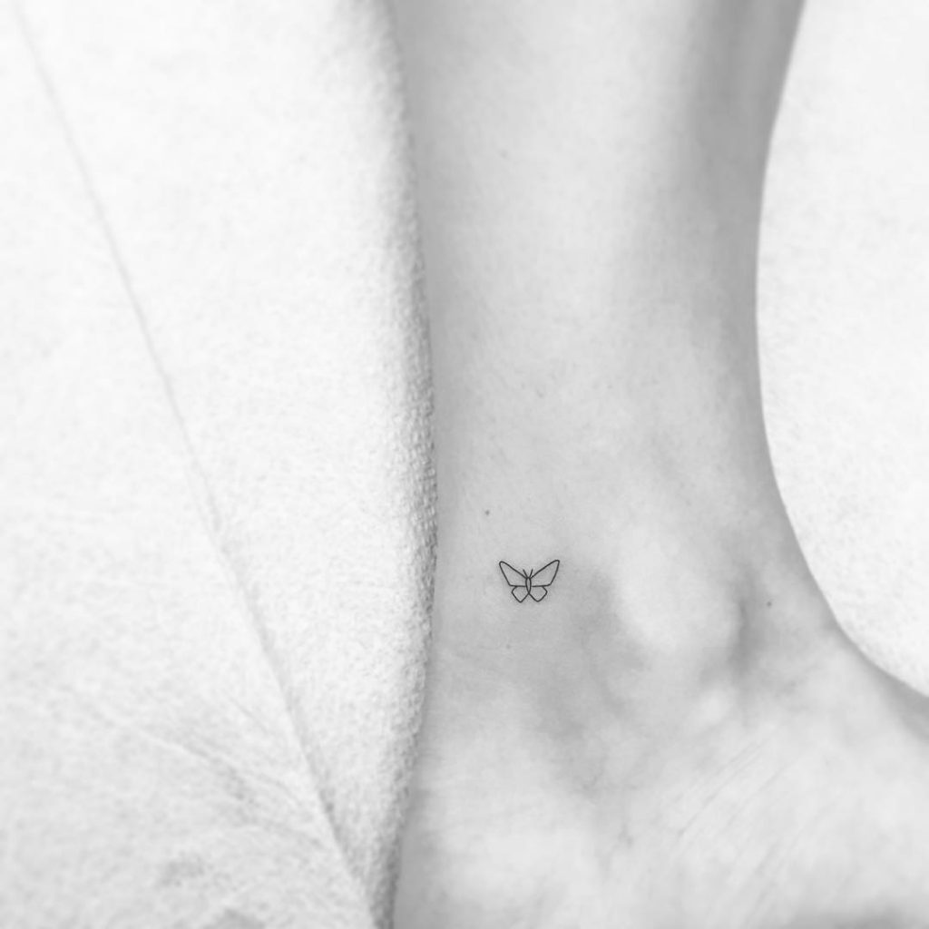 Micro Butterfly Tattoo On The Ankle