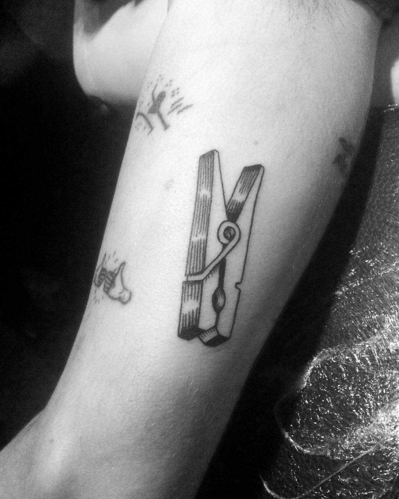 Minimalist Clothespin Tattoo