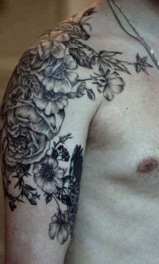 Nice floral shoulder tattoo