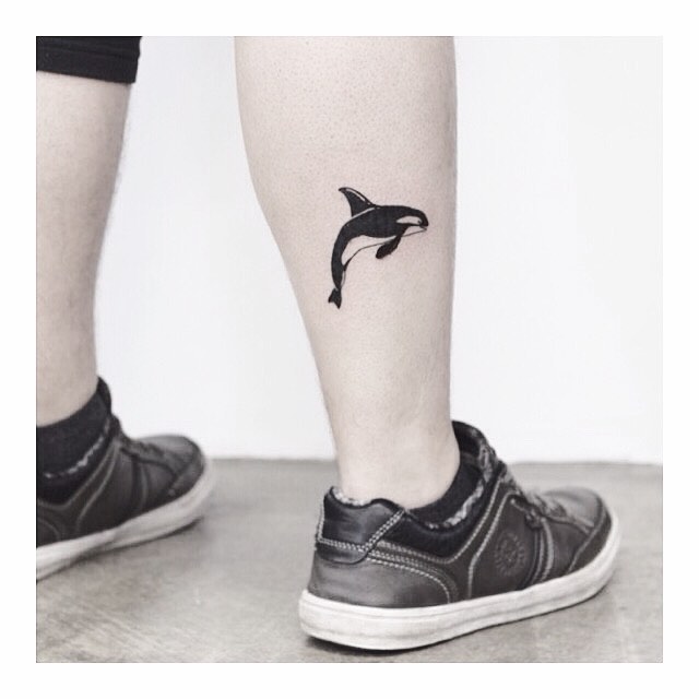 Orca Tattoo On The Calf