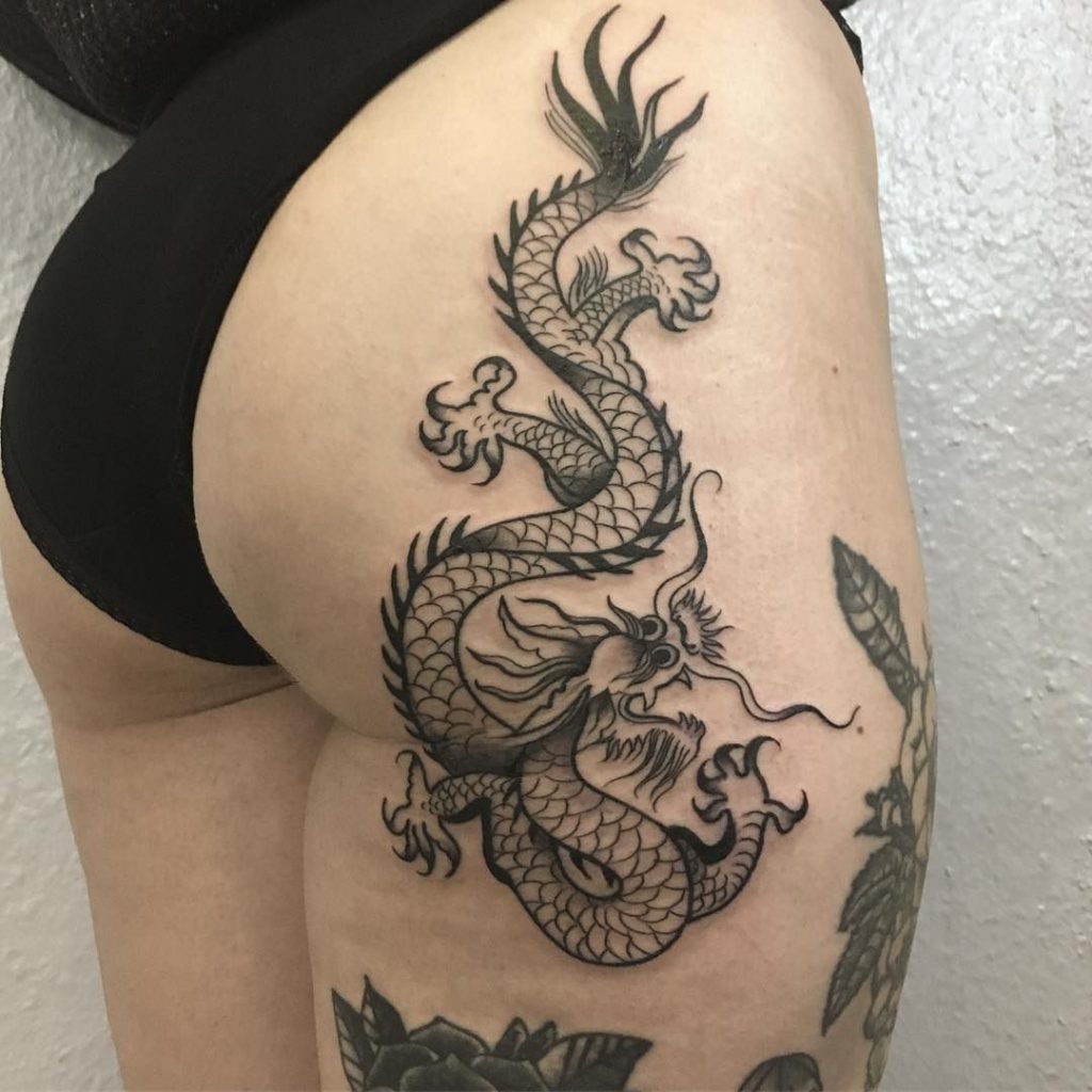 Oriental Black Dragon Tattoo