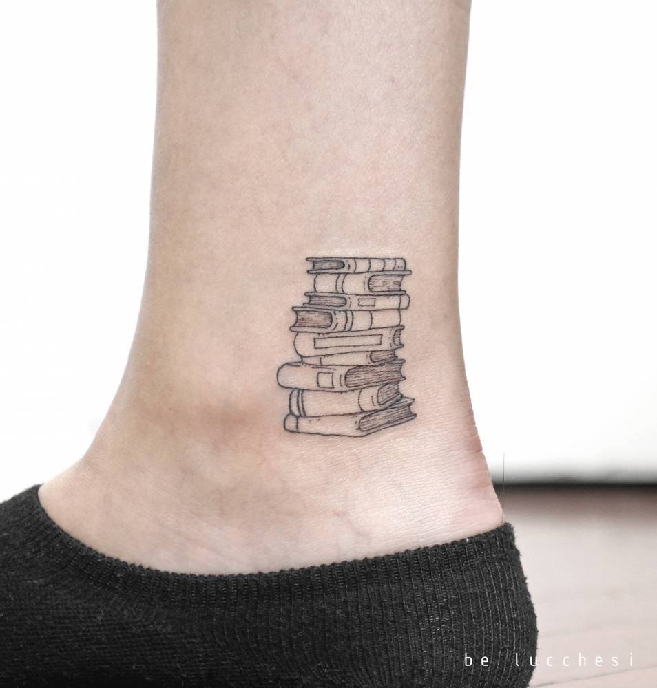 Pile Of Books Tattoo