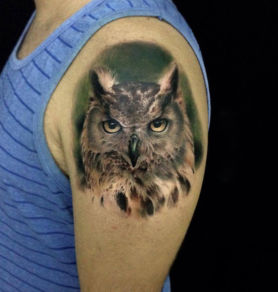 Realism Owl Tattoo