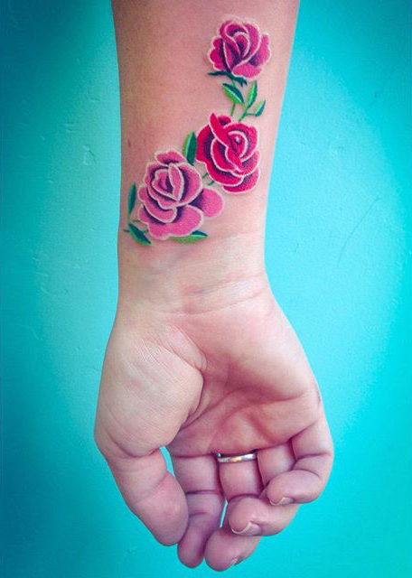 Realistic Pink Rose Tattoo On The Wrist