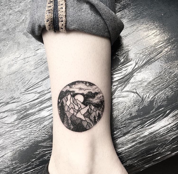 Single Needle Mountain Tattoo