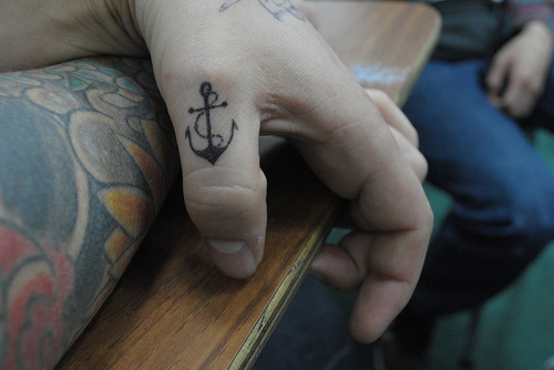 Small Anchor Finger Tattoo