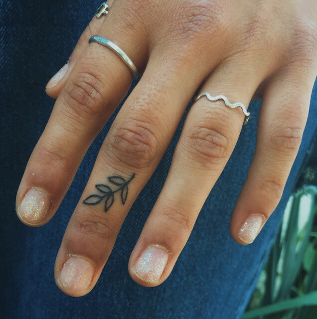 Small Branch With Leaves Tattoo