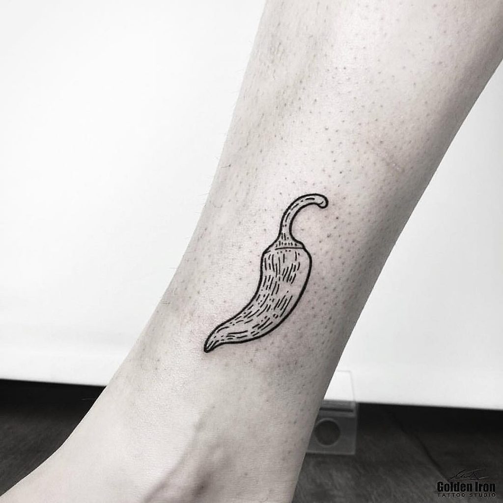 Small Chili Pepper Tattoo On The Ankle