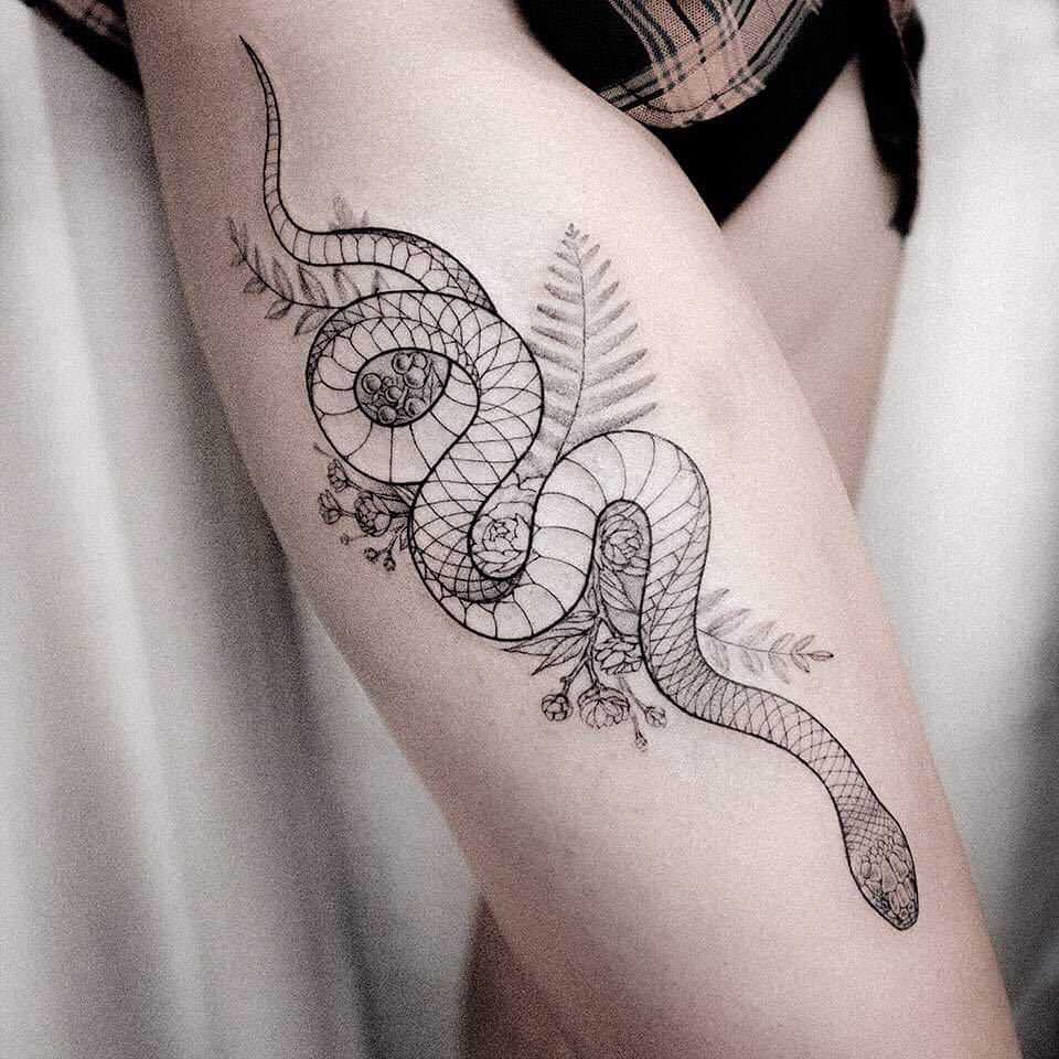 Snake And Flowers