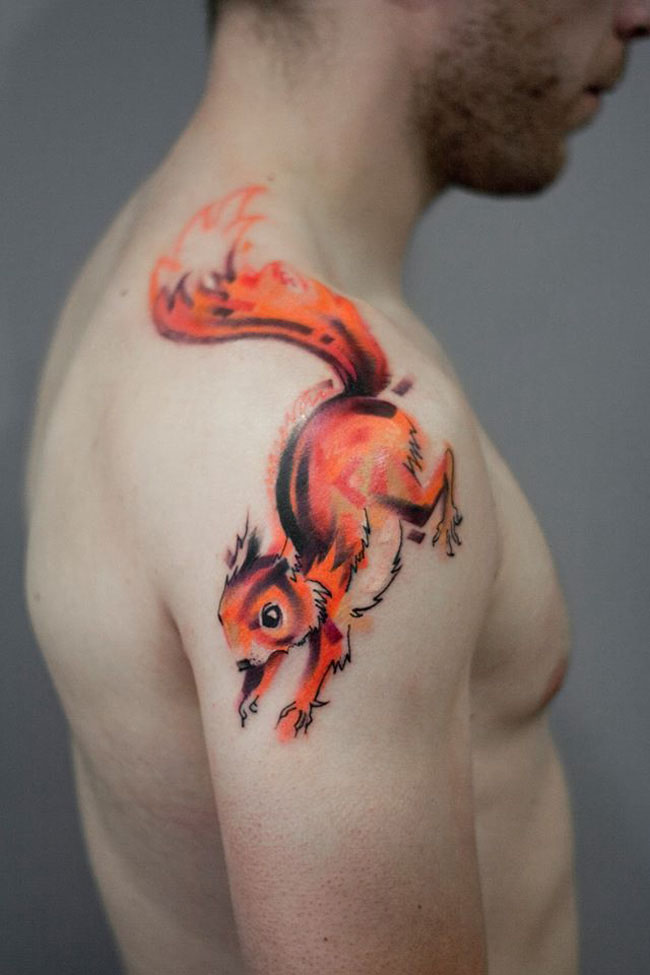 Squirrel Shoulder Tattoo