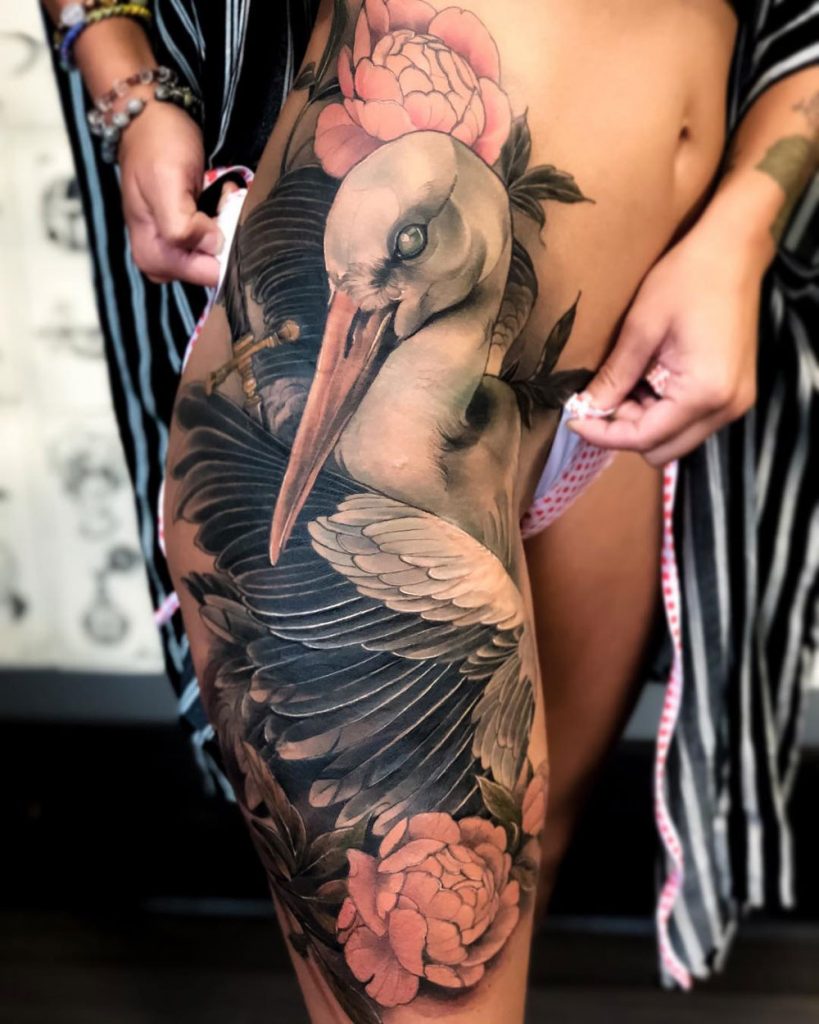 Stork & Peonies