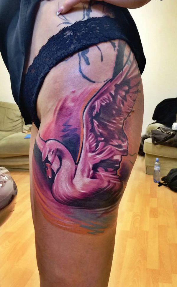 Swan Hip Tattoo