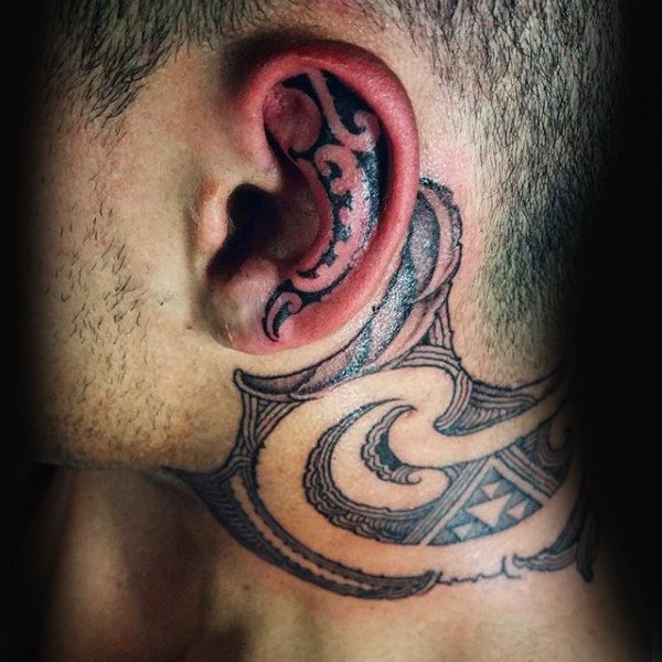 Tribal male ear tattoo designs