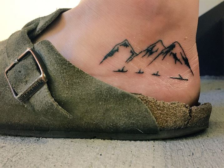 Triple Mountain Tattoo On The Ankle