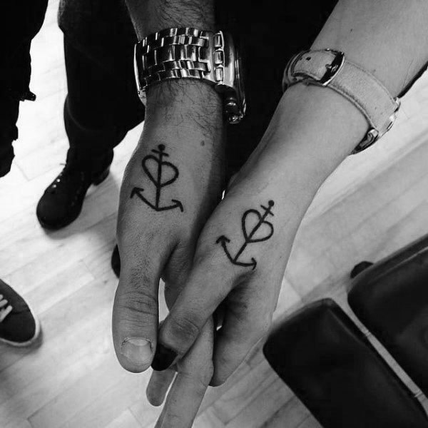 Unique tattoo heart anchor designs for couples
