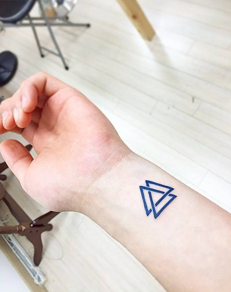 Valknut Tattoo On The Left Wrist